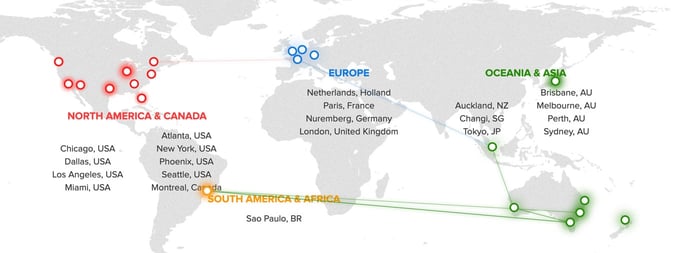 Screenshot of Streamline Servers worldwide datacenters