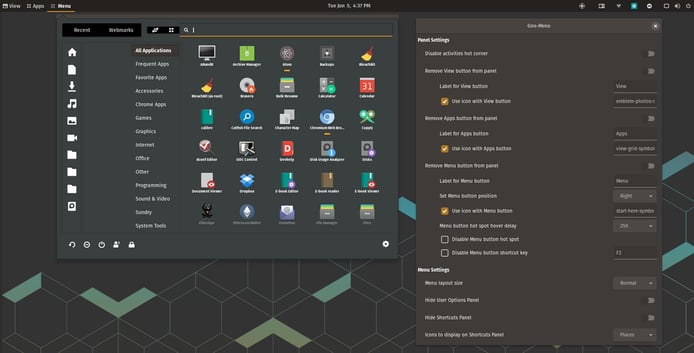 Screenshot of the Pop!_OS operating system Screenshot of the Pop!_OS operating system