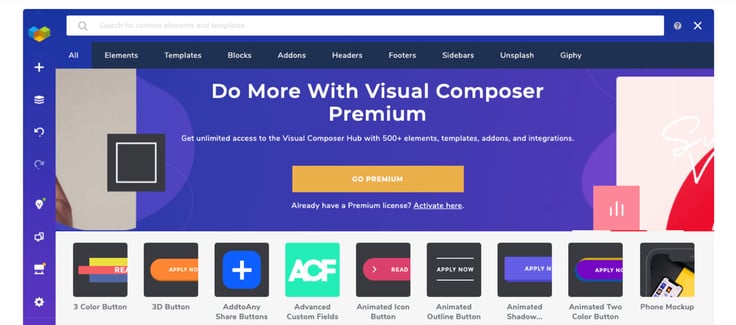 Screenshot of Visual Composer interface