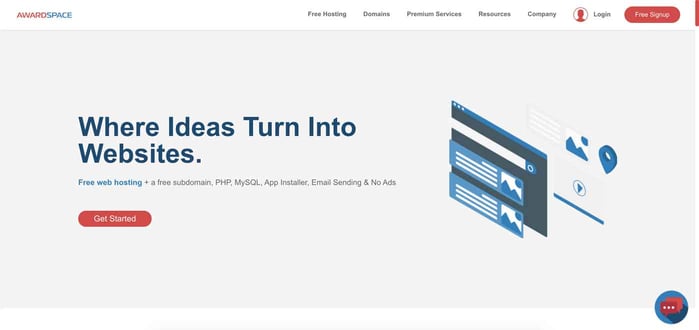 Screenshot of AwardSpace website