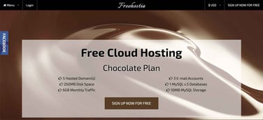 Screenshot of Freehostia website