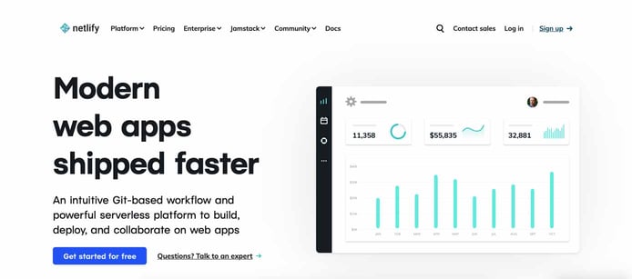 Screenshot of Netlify website Screenshot of Netlify website