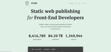 Screenshot of Surge website