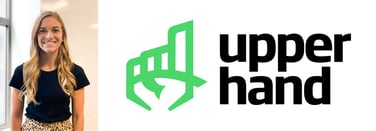 Headshot of Courtney Kerr and Upper Hand logo