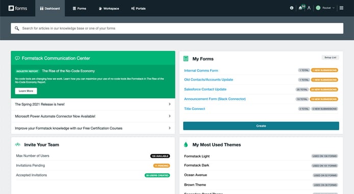 Screenshot of Formstack dashboard Screenshot of Formstack dashboard