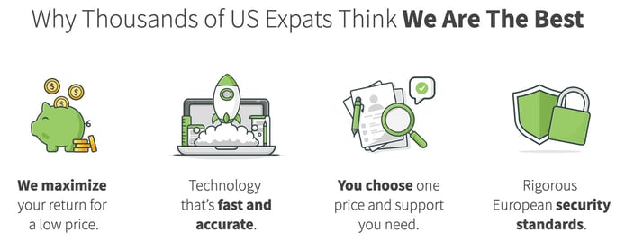 Screenshot from MyExpatTaxes website
