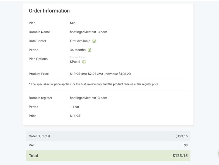 ScalaHosting checkout page