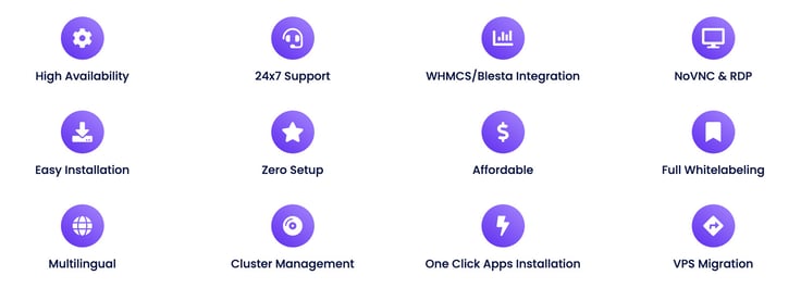 Screenshot of Virtualizor features