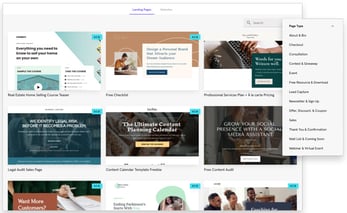Screenshot of Leadpages template gallery