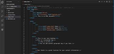 HTML file structure screenshot