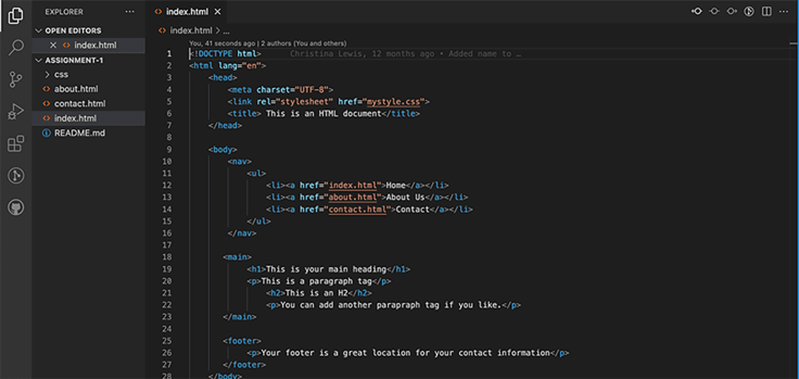 HTML file structure screenshot HTML file structure screenshot