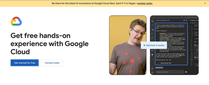 GCP Free Tier website screenshot GCP Free Tier website screenshot