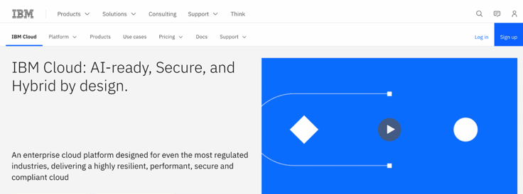 IBM Cloud homepage screenshot IBM Cloud homepage screenshot