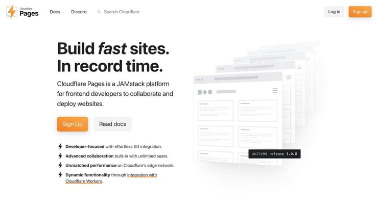 Cloudflare Pages website screenshot Cloudflare Pages website screenshot