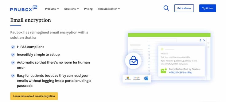 Screenshot of Paubox HIPAA-compliant hosting