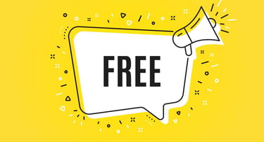 yellow background with text bubble that says "free"