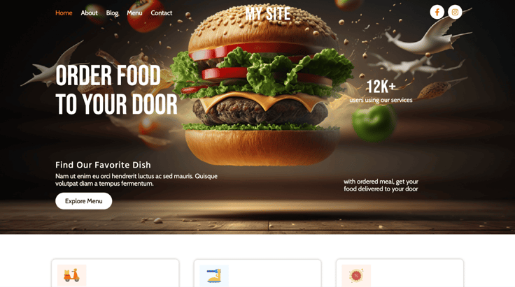 SitePad's dining theme SitePad's dining theme
