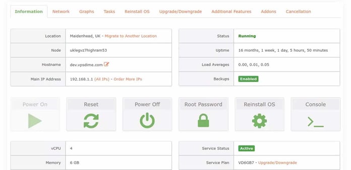 VPSDime Custom Control Panel VPSDime Custom Control Panel