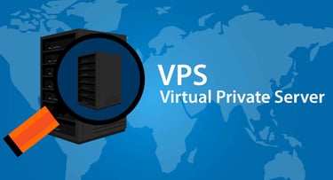 virtual private server hosting with world map and magnifying glass
