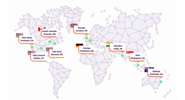 global map marked with datacenter locations global map marked with datacenter locations