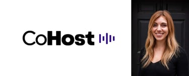 Alison Osborne headshot and CoHost Podcasting logo