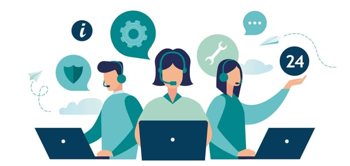 Illustration of customer support people Illustration of customer support people