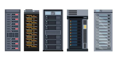 Types of servers illustrated on a white background