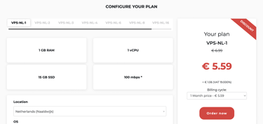 Screenshot of VPS plans