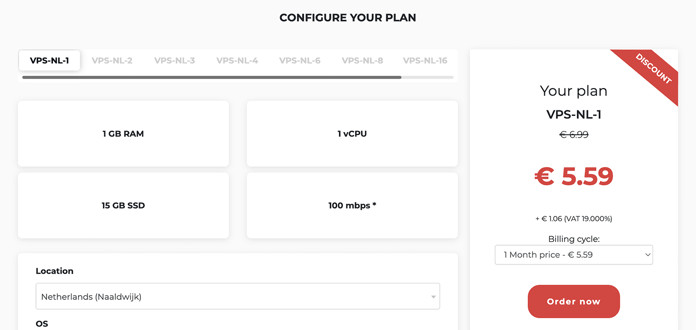 Screenshot of VPS plans Screenshot of VPS plans
