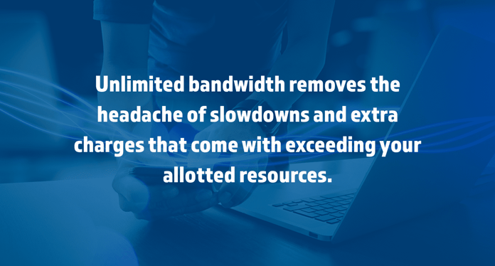 Benefits of unlimited bandwidth on a background with a computer Benefits of unlimited bandwidth on a background with a computer