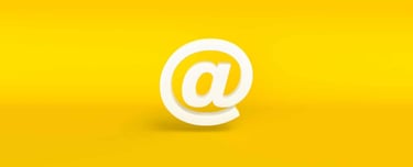 Email @ symbol on yellow background