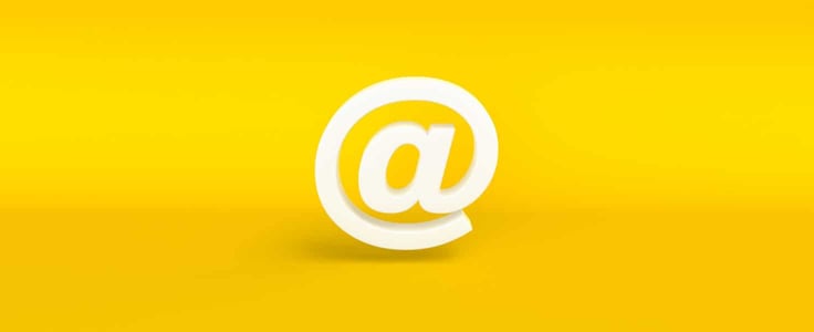 Email @ symbol on yellow background Email @ symbol on yellow background