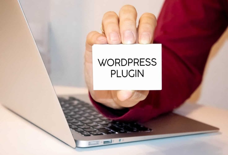 A man holding a placard that says "WordPress plugin" A man holding a placard that says "WordPress plugin"