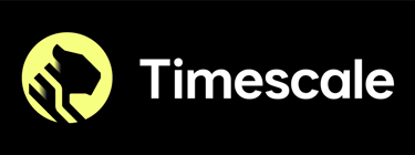 Timescale logo on a black background Timescale logo on a black background