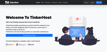 TinkerHost website screenshot