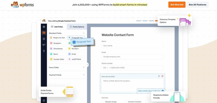 WPForms website screenshot