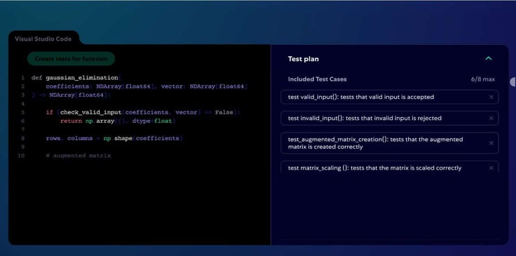 A screenshot of CodiumAI's test plans.