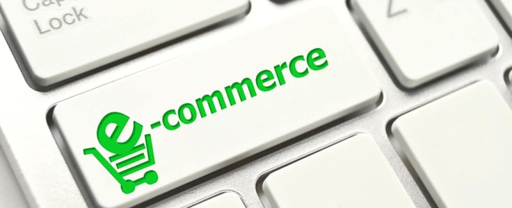keyboard with the word "e-commerce"