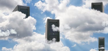 Servers in the sky with clouds