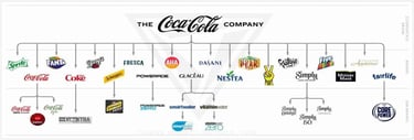 An organizational chart showing which brands Coca-Cola owns. 