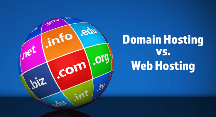 Sphere with domain extensions over a blue background Sphere with domain extensions over a blue background