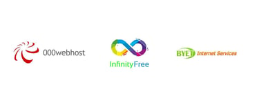 Free hosting plan logos on a white background