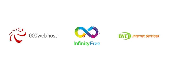 Free hosting plan logos on a white background Free hosting plan logos on a white background