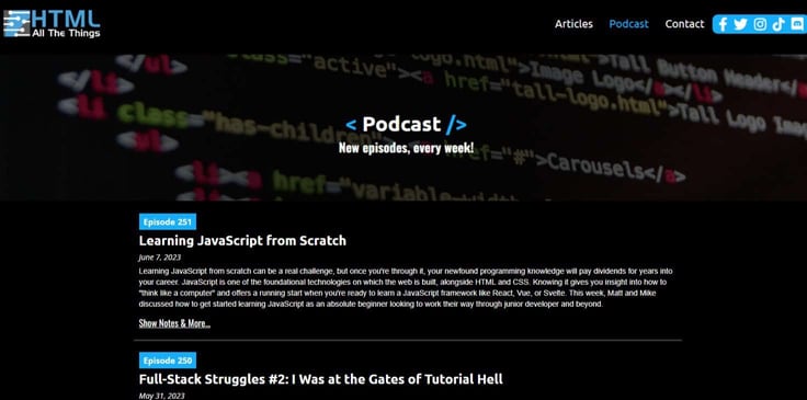 Screenshot of HTML All The Things website