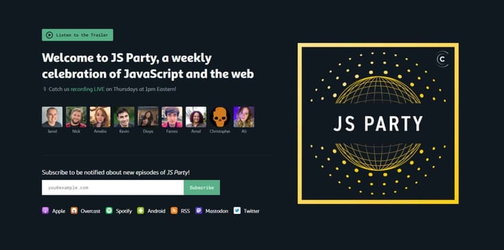 Screenshot of JS Party website