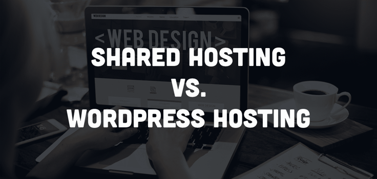 Shared hosting versus wordpress hosting on a dark background Shared hosting versus wordpress hosting on a dark background