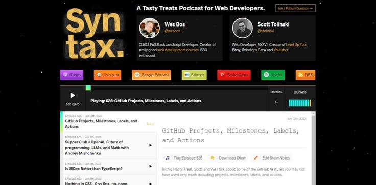 Screenshot of Syntax website