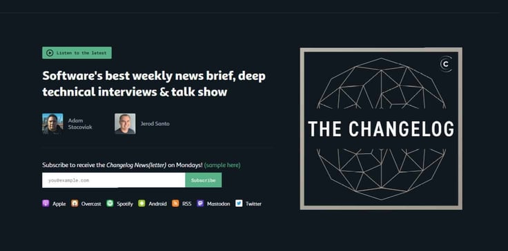 Screenshot of The Changelog website