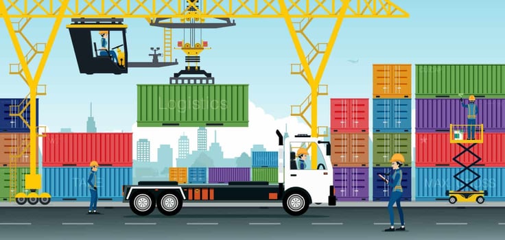 Illustration of shipping containers