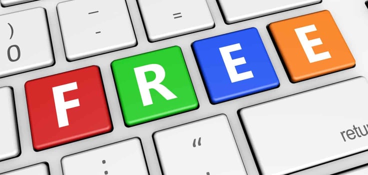 Keyboard with the word "free" in colorful letters Keyboard with the word "free" in colorful letters